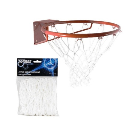 Купить Сетка баскетбольная Torres, нить 4 мм, белая в Ноябрьске 